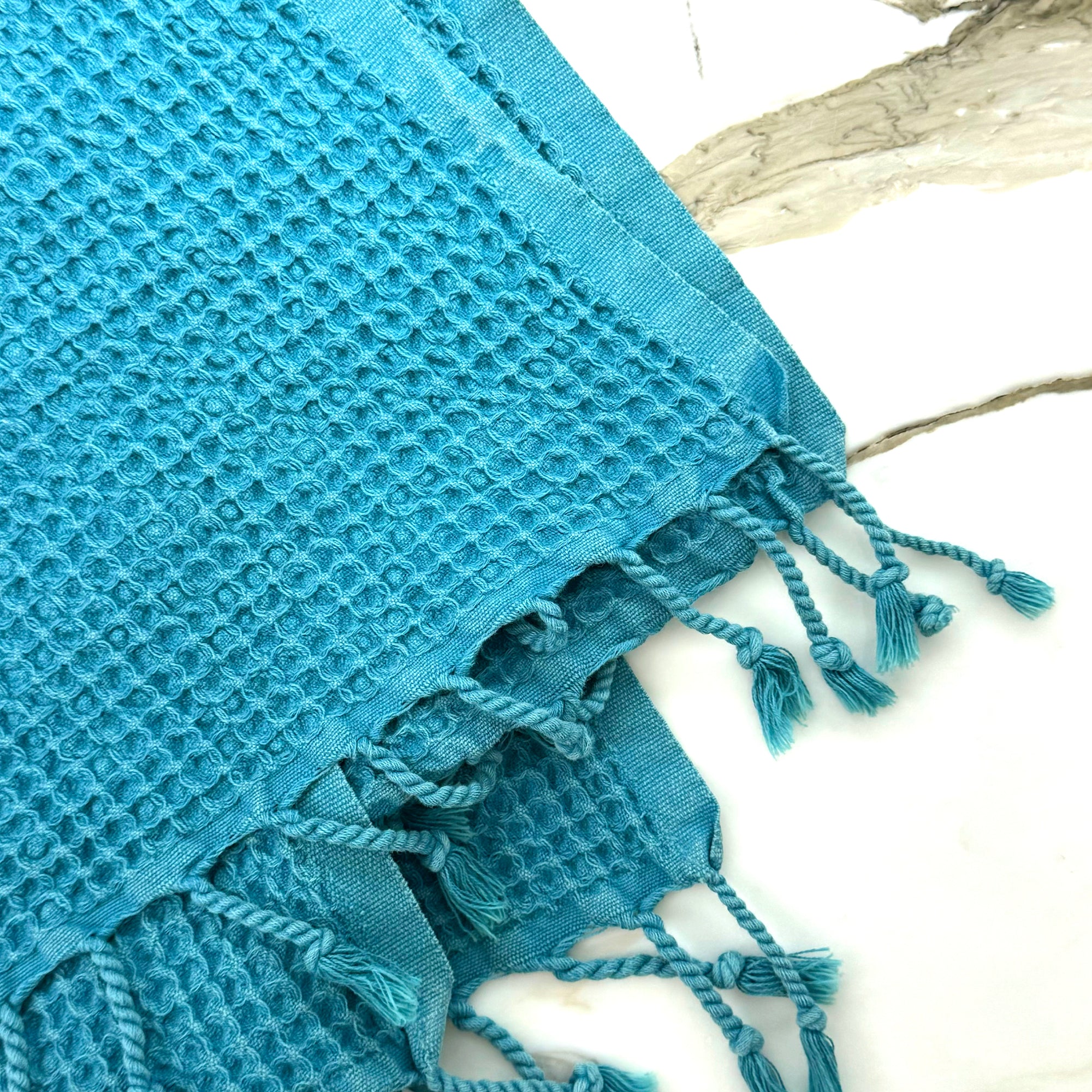 Glacier Blue Waffle Knit Towel